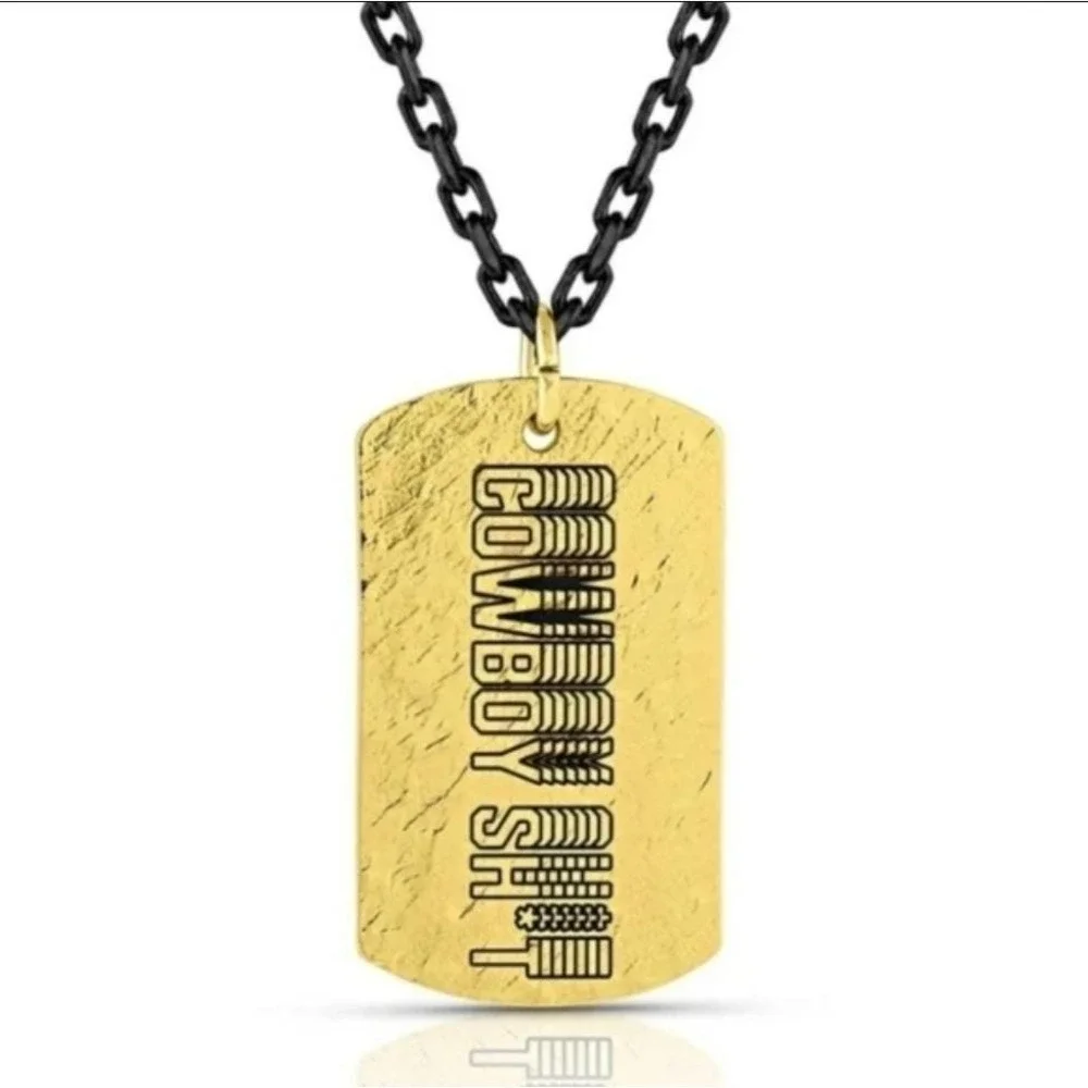 Montana Silversmiths‎ Men's Cowboy Sh*t 24K Gold Dog Tag Necklace MSRP $70 NEW